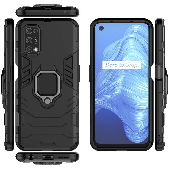 Case for Realme 7 5G, Kickstand Ring, black
