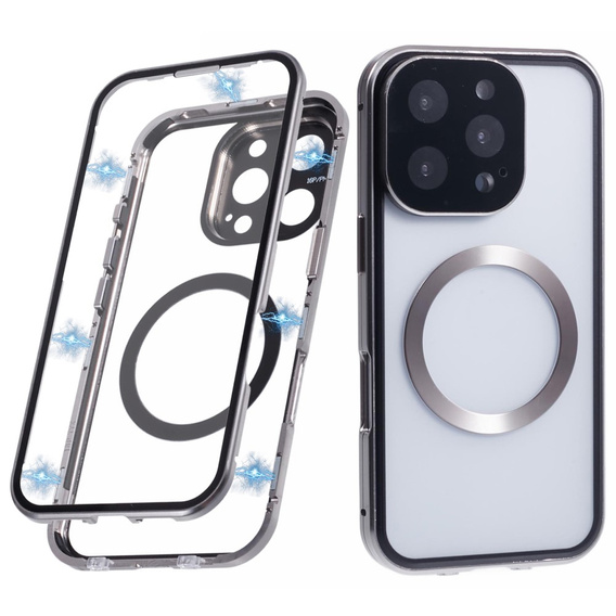 Magnetic Dual Glass MagSafe case for iPhone 16 Pro Max, titanium