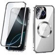 Magnetic Dual Glass MagSafe case for iPhone 16 Pro, silver