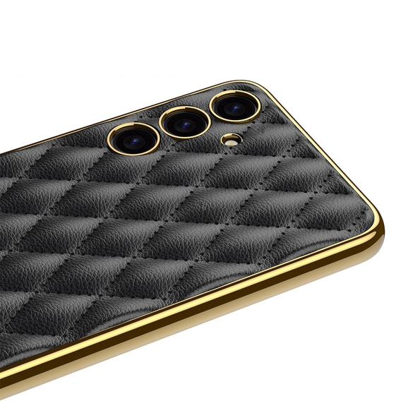 Case for Samsung Galaxy S24, Leather Rhombus, black