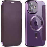 Flip case for iPhone 12, RFID Wallet MagSafe CamShield, purple