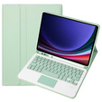 Case + keyboard Samsung Galaxy Tab S9, Leather Pen Slot TouchPad, light green