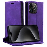 Case for iPhone 15 Pro, ERBORD Vintage, wallet with flap, purple