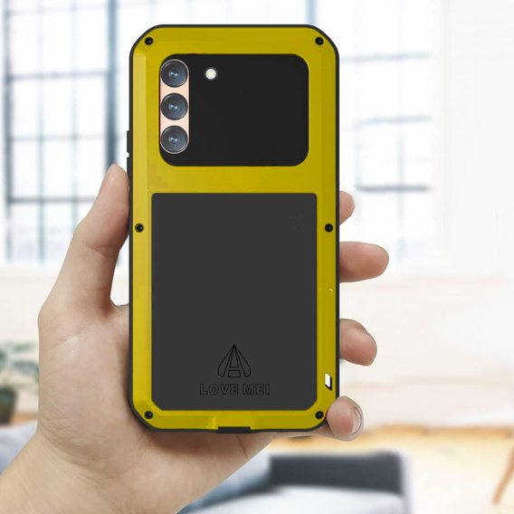 Love Mei Case for Samsung Galaxy S23, armored with glass, yellow
