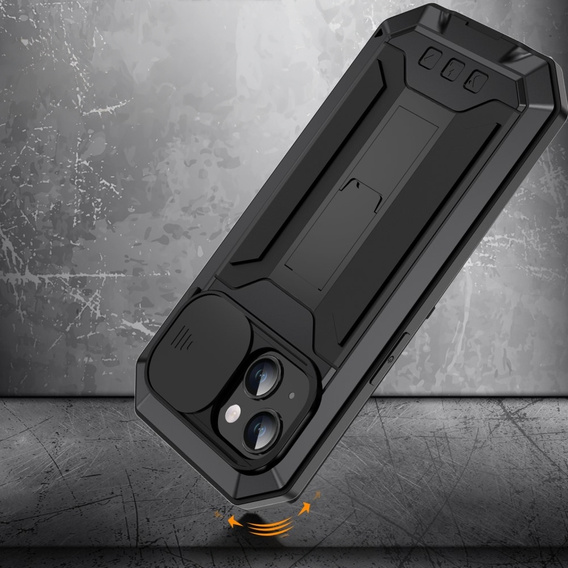 Case for iPhone 15, R-JUST CamShield Slide, armoured, black