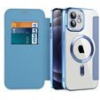 Flip case for iPhone 12, RFID Wallet MagSafe CamShield, blue