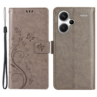 Flip case for Xiaomi Redmi Note 13 Pro+, Butterfly, grey