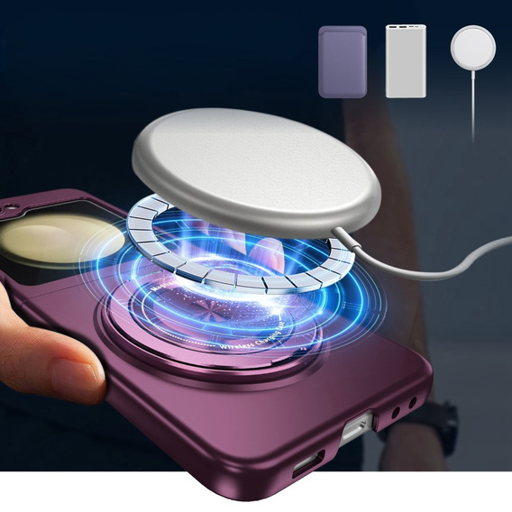 GKK case for Galaxy Z Flip 5 5G, Corners Dropproof MagSafe, clear / purple