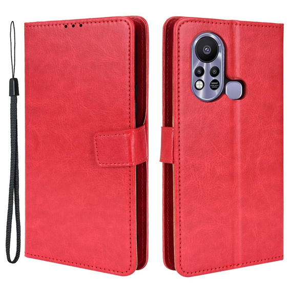 Flip case for Infinix Hot 11s, Crazy Horse Wallet, red