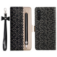 Flip case for Samsung Galaxy A25 5G, Wallet Pocket Zipper Lace, black