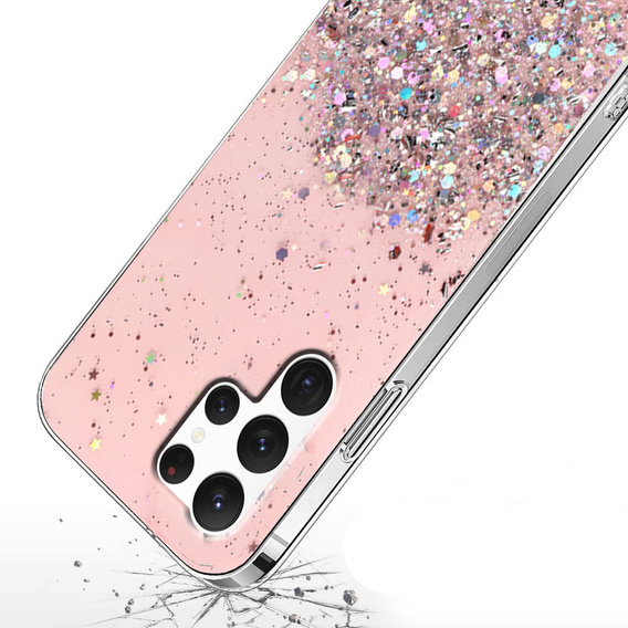 Case for Samsung Galaxy S22 Ultra 5G, Glittery, pink