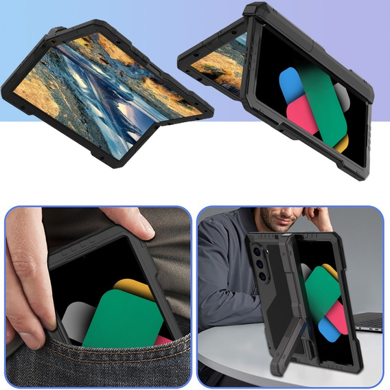 Armored case for Samsung Galaxy Z Fold6 5G, aluminum, with stand and stylus slot, black