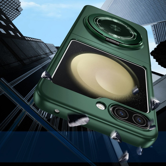 GKK case for Galaxy Z Flip 5 5G, Corners Dropproof MagSafe, clear / purple