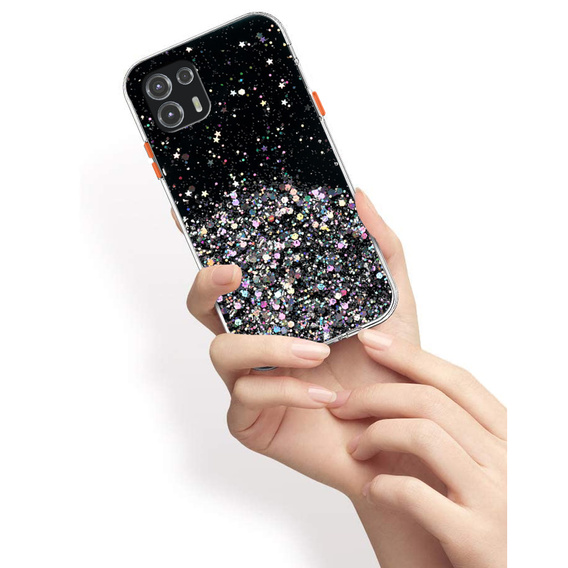 Case for Motorola Edge 20 Lite, Glittery, black