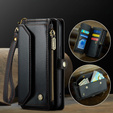 Case CASEME for iPhone16e, RFID Leather Wallet, with shoulder strap, black