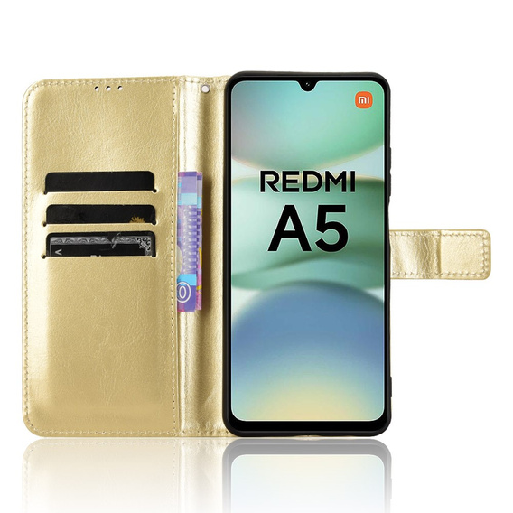 Flip case for Xiaomi Redmi A5, Crazy Horse Wallet, gold