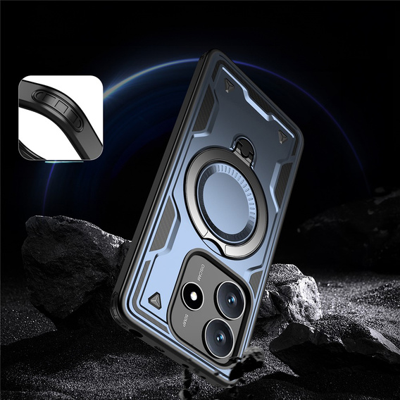 Case for Xiaomi Redmi Note 14 5G, Military MagSafe, blue + 9H glass