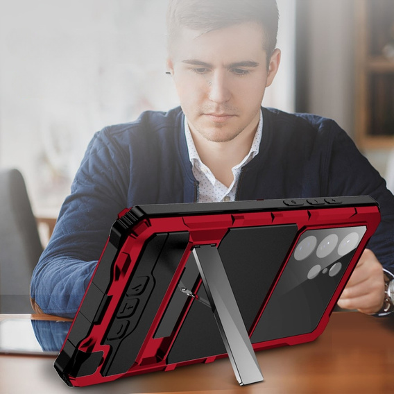 Case for Samsung Galaxy S22 Ultra, R-JUST, armoured, red