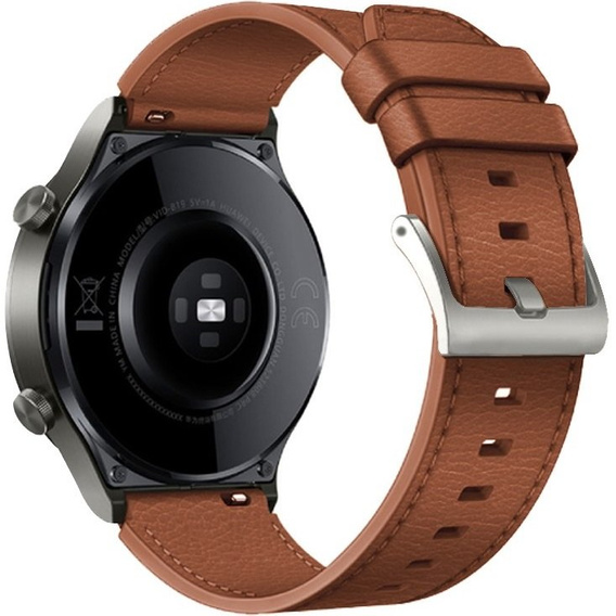 22mm Genuine Leather Coated Silicone Watch Band - Brown