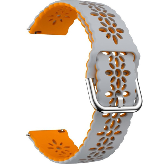 Universal 20mm Soft Hollowed-out Silicone Strap, grey/orange