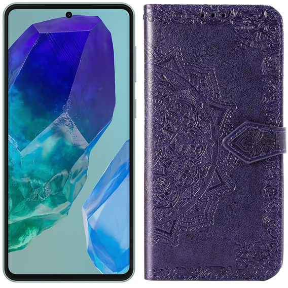 Flip case for Samsung Galaxy M55 5G, Mandala, purple