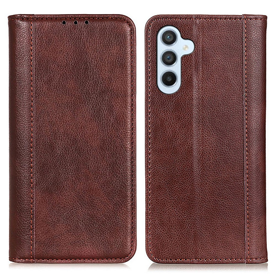 Case for Samsung Galaxy A35 5G, Wallet Litchi Leather, brown