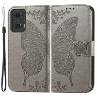 Flip case for Motorola Moto G24 / G24 Power / G04, Butterfly, grey