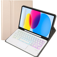 Case with illuminated bluetooth touchpad keyboard for iPad 10.9" 2022 (10 gen.), gold