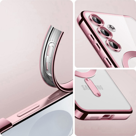 Case for Samsung Galaxy S25+ Plus, Electro MagSafe, pink rose gold + Screen Glass
