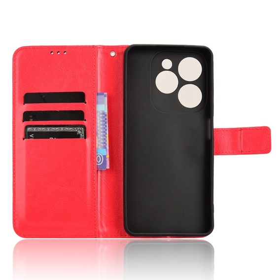 Flip case for Infinix Hot 40i, Crazy Horse Wallet, red