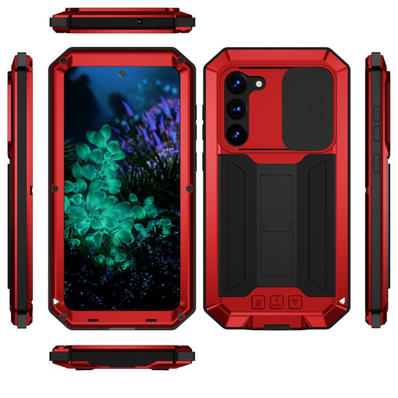 Armored case for Samsung Galaxy S23 Plus, R-JUST CamShield Slide, red