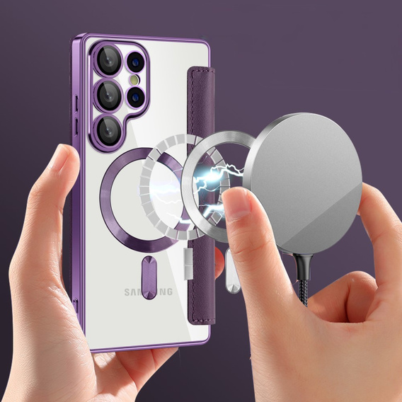 Flip case for Samsung Galaxy S25 Ultra, RFID Wallet MagSafe CamShield, purple