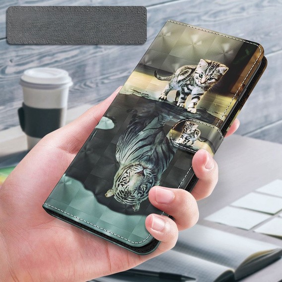 Flip case for Oppo A17, Wallet, Cat & Tiger
