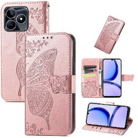 Flip case for Realme Note 50, Butterfly, pink rose gold