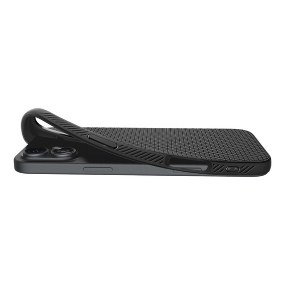 Spigen case for iPhone 16, Liquid Air, black + 9H Tempered Glass