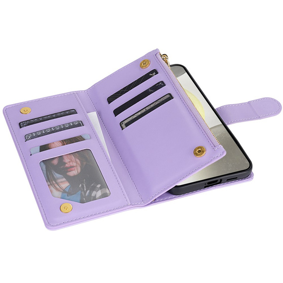 Flip case for Samsung Galaxy A56 5G, Rhombus Crossbody Leather, purple