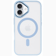 Case for iPhone 16, for MagSafe, ERBORD Matt Case, transparent / blue + Screen Glass