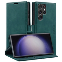 Case for Samsung Galaxy S23 Ultra, ERBORD Vintage, wallet with flap, green