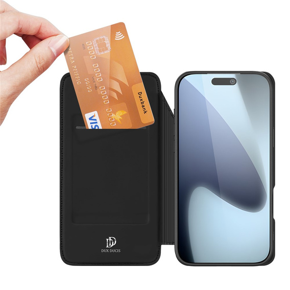 Dux Ducis case for iPhone 17 Pro, Skin Pro, with flap, with card slot, black