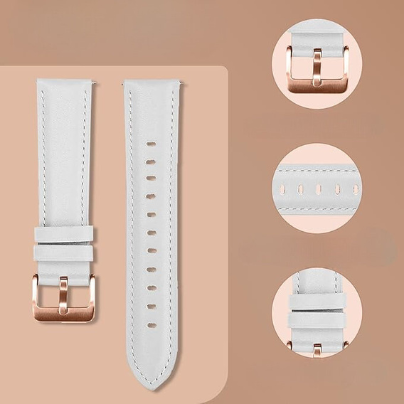 Universal Leather Strap 20mm, White