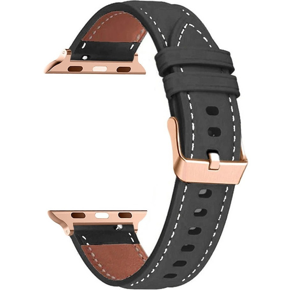 Leather Strap for Apple Watch 1/2/3/4/5/6/7/8/SE/Ultra 42/44/45/49mm, Black.