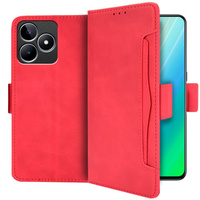 Flip case for Realme C53 4G, Card Slot, red