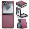 Case for Samsung Galaxy Z Flip7 FE / Z Flip6, CASEME Litchi Leather, red