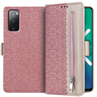 Flip case for Samsung Galaxy S20 FE/5G, Wallet Pocket Zipper Lace, pink