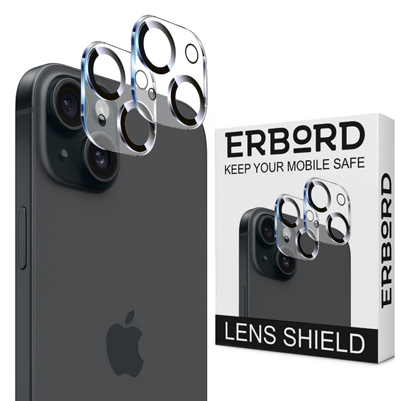 2x ERBORD tempered glass for camera to iPhone 15 / 15 Plus