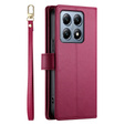 Flip case for Xiaomi 14T Pro, Wallet Zipper Pocket, red