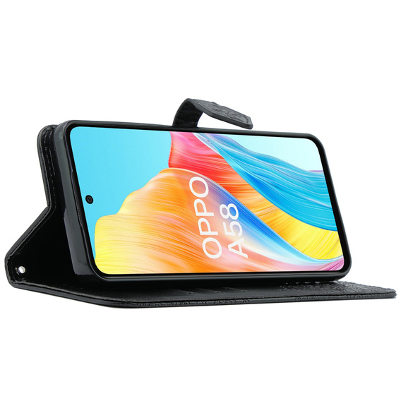 Flip case for Oppo A58 4G, Mandala, black