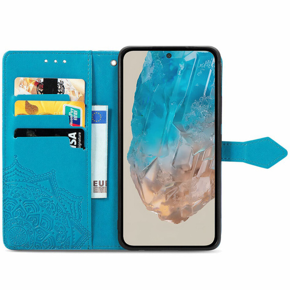 Flip case for Samsung Galaxy M35, Mandala, blue