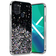 Case for Samsung Galaxy A21S, Glittery, black
