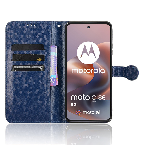 Flip case for Motorola Moto G86 Power 5G, Wallet Rhombus, blue